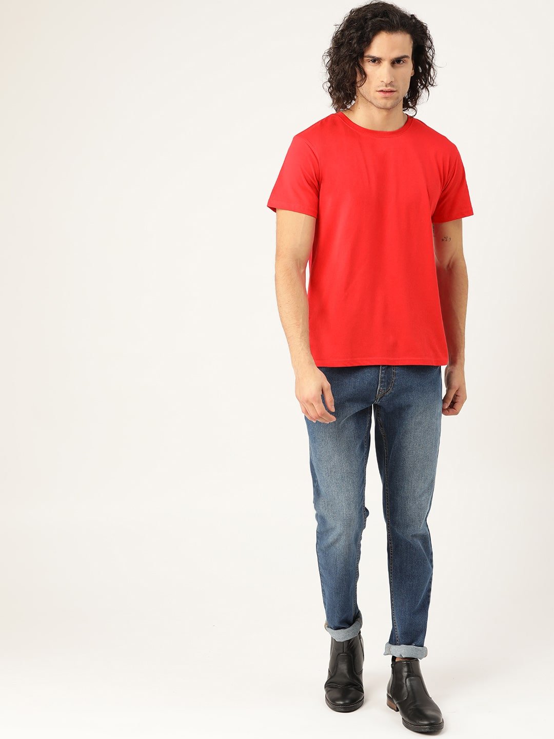 Hinglish Men's Red Round Neck  T-Shirt