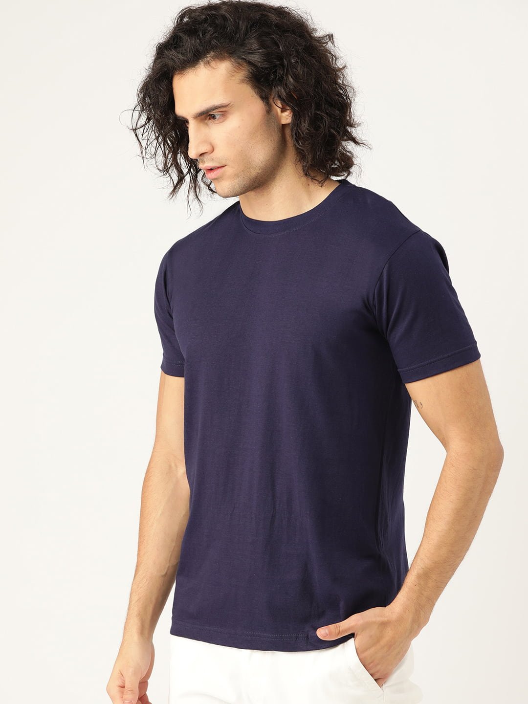 Hinglish Men's Navy Blue Round Neck  T-Shirt