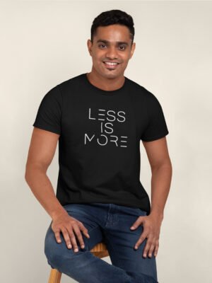 A HinglishWear.com "Less is More" t-shirt featuring a minimal design with the text "Less is More."